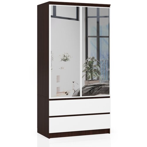 AKORD OMARA S 90 cm 2 VRATA 2 Predali 2 OGLEDALA WENGE / BELO, (21713851) Cene