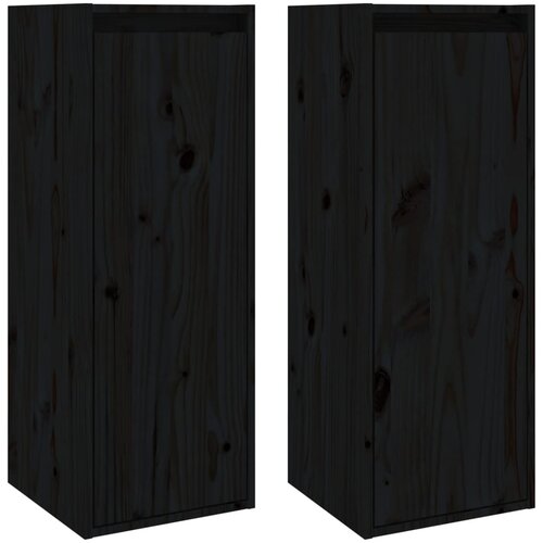 Maison Chic Stenska omarica - Zidna omarica 2 kosa črna 30x30x80 cm trdna borovina iu17, (22063474) Cene