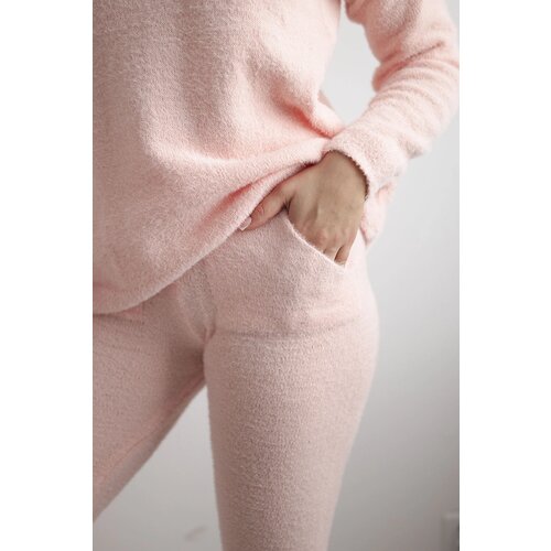 Kesi Two-piece powder pink alpaca sweater set Cijene