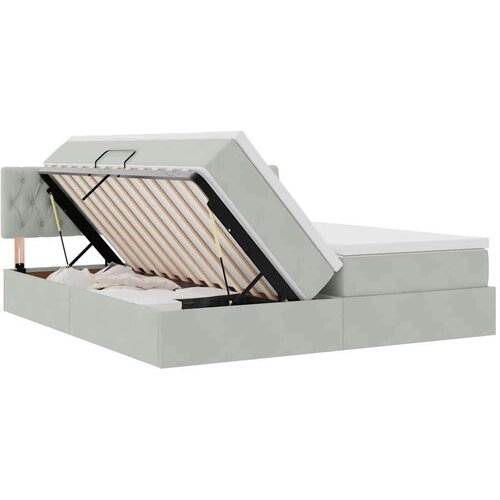  Krevet s od storage s madracem Svijetlo siva 90 x 200 cm - Svjetlosiva 180 x 200 cm Dizajn s jastučićima Slike