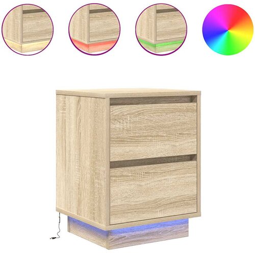 Maison Chic Dvo delni komplet Nočne omarice - Nočne mize z LED svetili Sonoma Oak 38x34x50 cm, (21686778) Slike