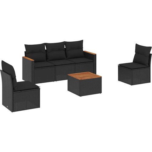  6-dijelni set vrtnih sofa s jastucima crni od poliratana Crna 61 x 62 x 69 cm Slike