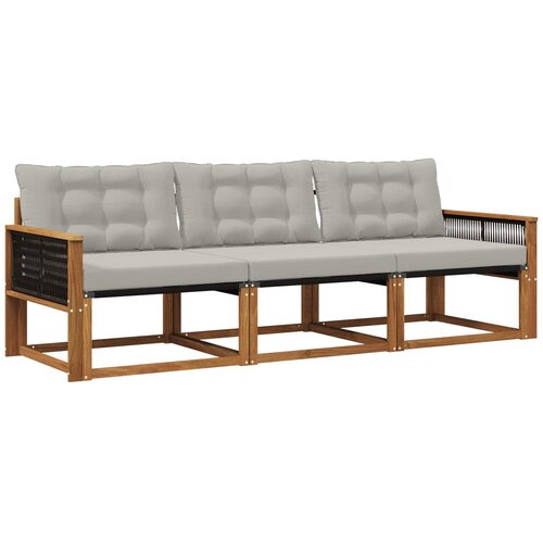 VidaXL Zunanja garnitura za sedenje 3 pcs Naravna in svetlo siva, (5000282717) Slike