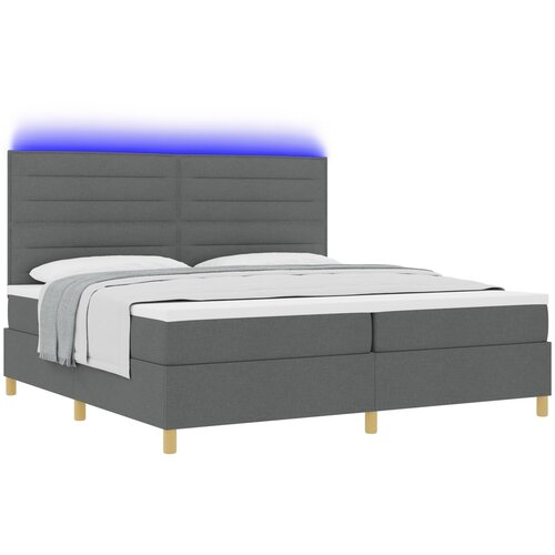 vidaXL Box Spring Postelja z Žimnico & LED Temno Siva 200x200 cm Tkanina Cene