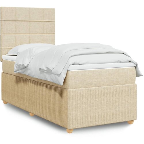 VidaXL Krevet s oprugama i madracem krem 90 x 200 cm od tkanine Slike