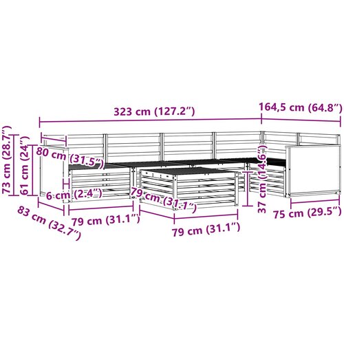  Set vanjskih sofa 6 kom. Prirodna Čvrsto drvo akacije Slike