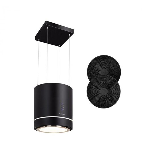 Klarstein tron ambience, otočna kuhinjska napa, Ø 38 cm, recirkulacija 540 m³ / h, led, črna Cene