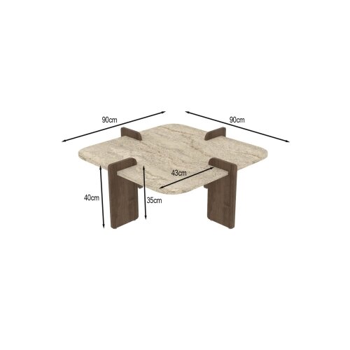  Konferencijski stočić PURO 90x90 cm bež/orah Slike