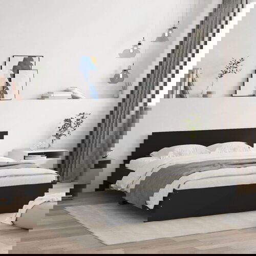 VidaXL Okvir za krevet s uzglavljem crni 150x200 cm Slike