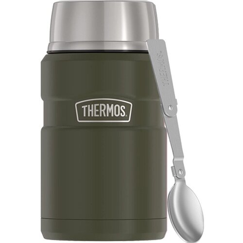 Thermos 710 ml food with folding spoon and cup - army green Slike