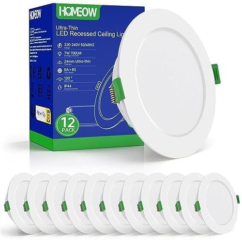 HOMEOW 12x LED vgradna stropna svetilka 7W 6000K IP44 Slike