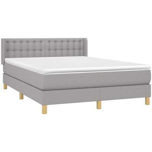  Krevet s oprugama i madracem svjetlosivi 140x190 cm od tkanine Slike