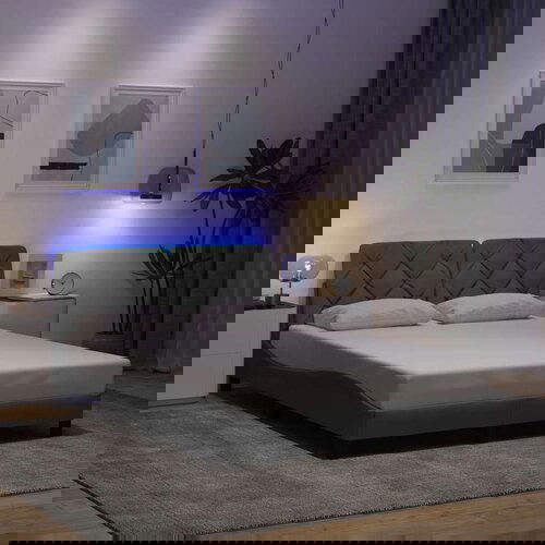 VidaXL Okvir kreveta s LED-om bez madraca 140x200 cm od tkanine Slike