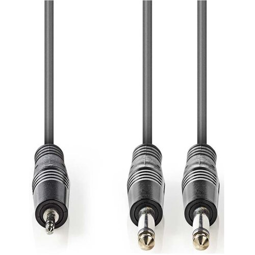 Nedis COTH23200GY15, Stereo audio kabl, 2x 6,35 mm mu&amp;scaron;ki, 3,5 mm mu&amp;scaron;ki, Niklovani, 1,50 m, Okrugli, sivi Slike