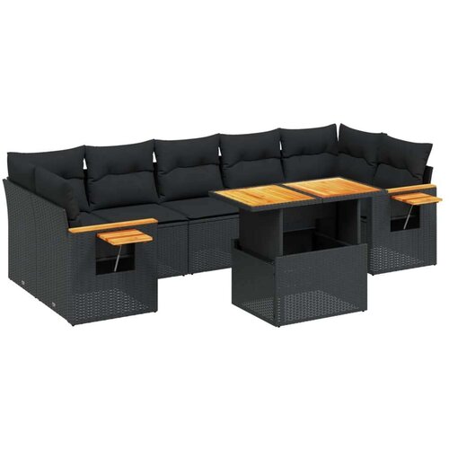 vidaXL 8-dijelni set vrtnih sofa od poliratana s jastucima crni Cijene