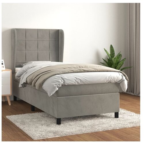  Box spring postelja z vzmetnico svetlo siva 100x200 cm žamet Cene