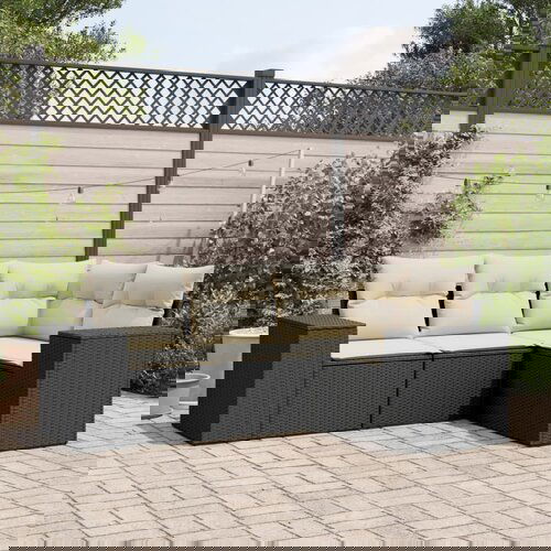 VidaXL 4-dijelni set vrtnih sofa od poliratana s jastucima crni Slike