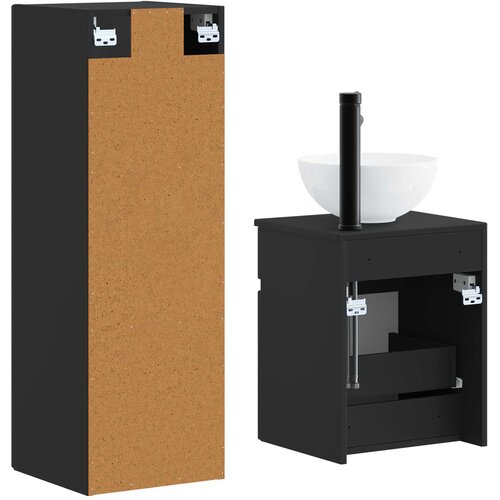  Set namje&amp;scaron;taja za kupaonicu 2 kom. Crna 33 x 34,5 x 100 cm Slike