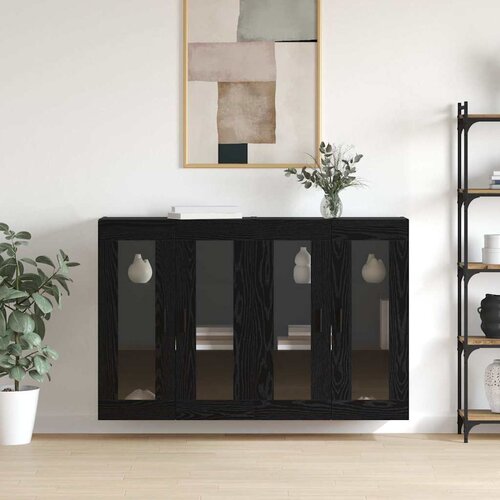 VidaXL Ormarčići montirani na zid 2 pcs Crni hrast 69.5 x 34 x 90 cm Slike