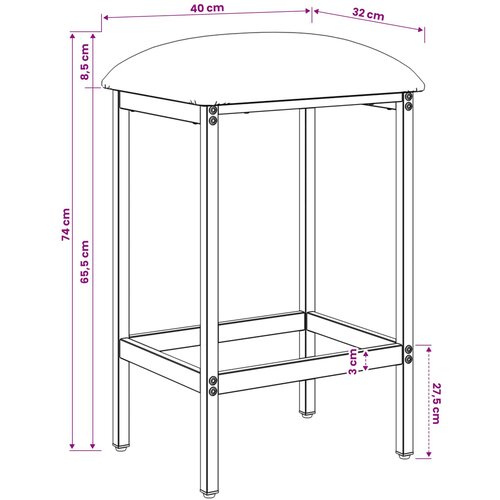  stolica 2 kom. Tamnosiva 40 x 32 x 74 cm Slike