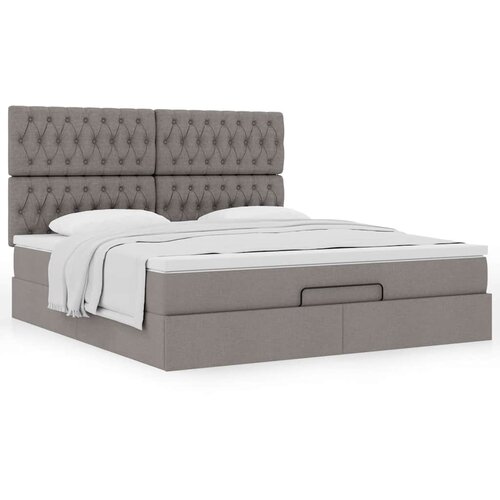 VidaXL Otomanska postelja z vzmetnico taupe 180x200 cm blago Slike