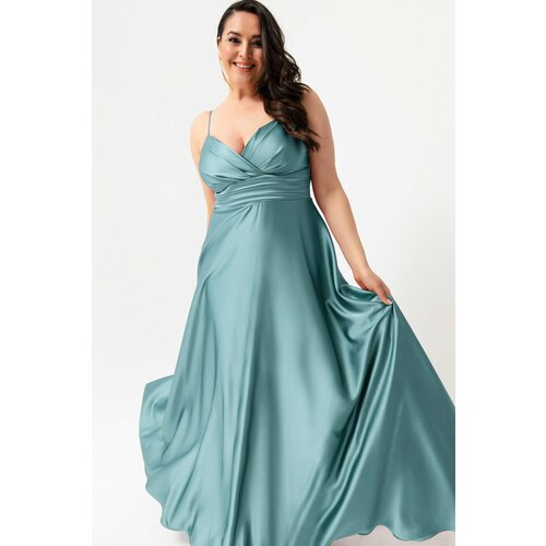 Lafaba Plus Size Evening Dress - Green - Basic Slike