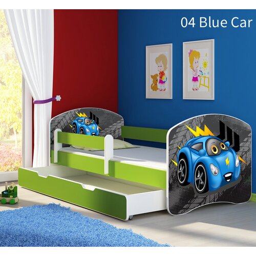  Dječji krevet ACMA s motivom, bočna zelena + ladica 140x70 cm 04 Blue Car Cijene