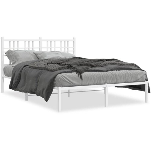  Metalni okvir za krevet s uzglavljem bijeli 120 x 190 cm Slike