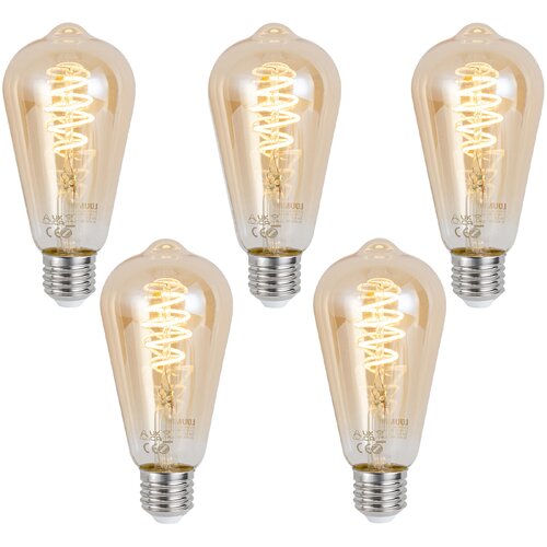 LUUMR Komplet 5 Pametna zatemljiva LED žarnica E27 ST64 jantar 4,9 W 320 lm 2500 K Cene