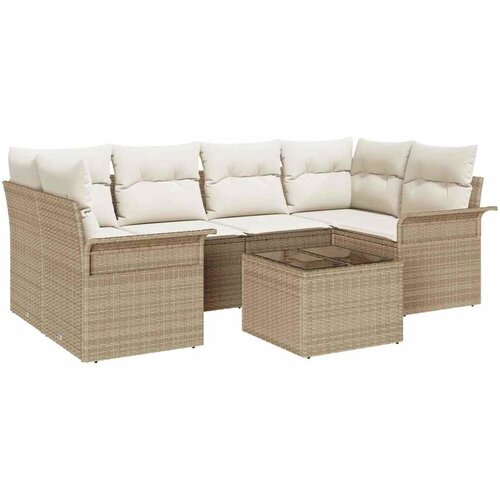 vidaXL Vrtna sedežna garnitura 7 pcs Bež in smetanova 55 x 55 x 37 cm, (5000020309) Cene