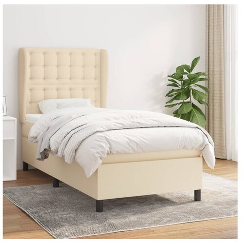  Box spring postelja z vzmetnico krem 100x200 cm blago Cene
