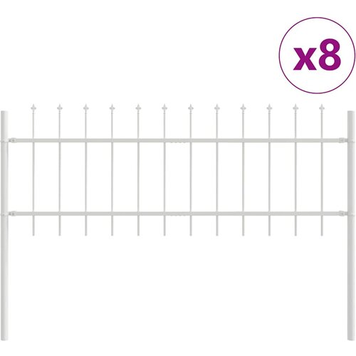  Vrtna Ograda 8 pcs Bijelo 13,6 x 0,6 m Čelik s prahom Slike