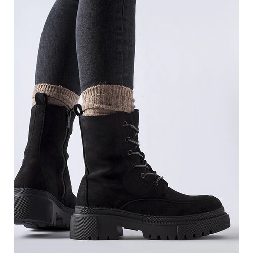 Gemre Black ankle boots workers hiking boots on a massive sole Riel Cene