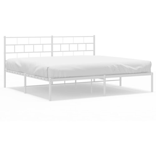 Maison Chic Kovinski Posteljni okvir - Dvoposteljna postelja - Zakonska postelja z vzglavjem bel 183x213 cm, (21692870) Slike