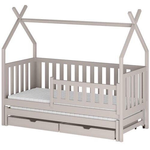  Drveni dječji krevet Tytus s dodatnim krevetom i ladicom - ka&scaron;mir - 180x80 cm - Madrac PE pjena 8 cm-spužvasti madrac Cijene