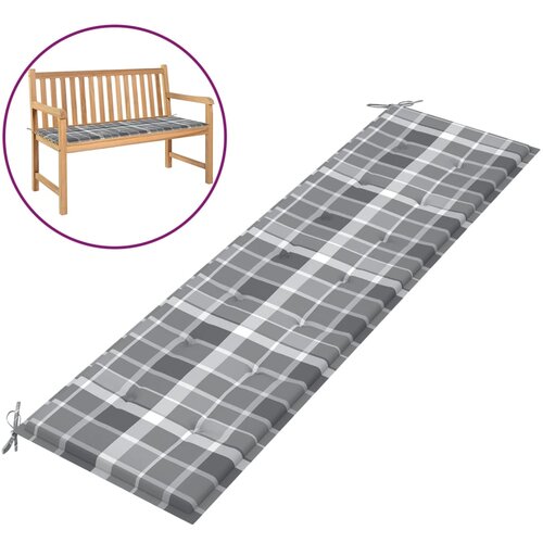 VidaXL jastuk za vrtnu klupu sivi karirani 180 x 50 x 3 cm od tkanine Slike