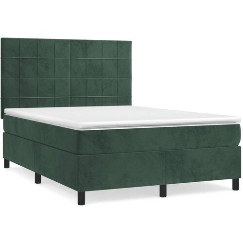 Maison Chic Box spring postelja - Vzmetna postelja z vzmetnico temno zelen 140x190 cm žamet SL9176, (21900816) Cene