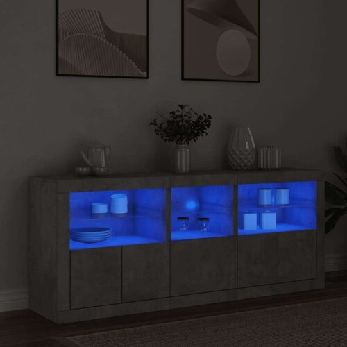  Komoda s LED svjetlima siva boja betona 162 x 37 x 67 cm Cijene