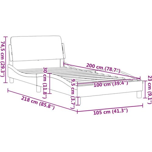VidaXL okvir za krevet s uzglavljem plavi 100x200 cm bar&amp;scaron;unasti Slike