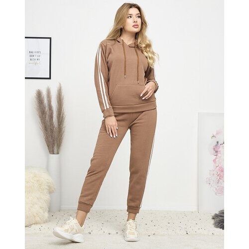 Resti Brown women&amp;#039;s insulated tracksuit set with stripes - Clothing Slike