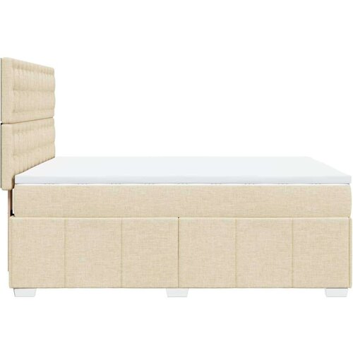 vidaXL Box spring postelja z vzmetnico krem 140x200 cm blago Cene