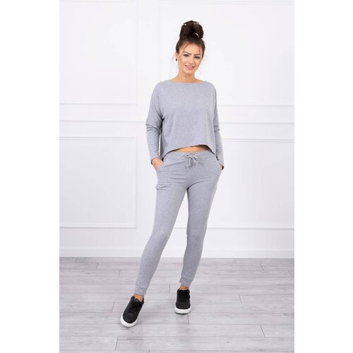 Kesi set with an oversized blouse in gray color Slike