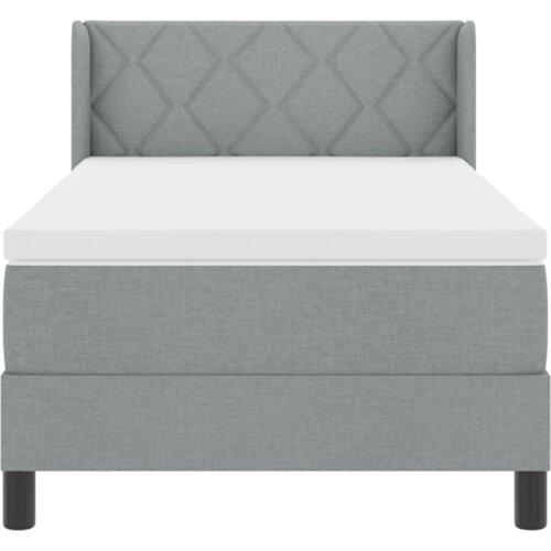 vidaXL Krevet s Box Springom s Dušekom Svjetlosiva 90x200 cm Tkanina, Uzglavlje s Dizajnom Dijamantnih Kockica Svjetlosiva 90 cm Tkanina Cene