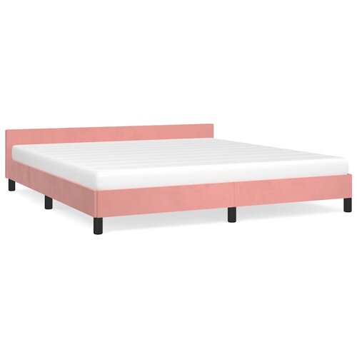 Maison Chic Posteljni okvir - Dvoposteljna postelja - Zakonska postelja z vzglavjem brez vzmetnice roza 180x200cm žamet, (21693500) Slike