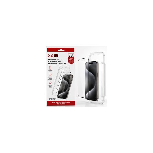  OneS za&amp;scaron;titno staklo sa aplikatorom Black Frame za iPhone 15 Pro Slike