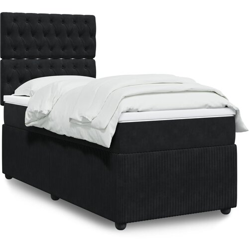 vidaXL Box spring postelja z vzmetnico črn 90x190 cm žamet Cene