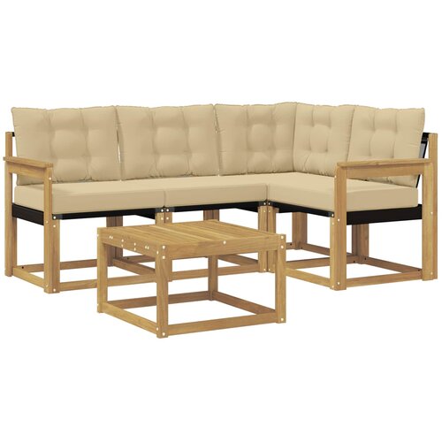 vidaXL Zunanja garnitura za sedenje z blazino 5 pcs Bela in bež, (5000281086) Cene