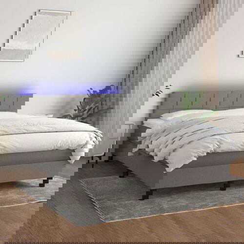 The Living Store Box spring postelja z vzmetnico LED temno siva 140x200 cm blago - Box Spring Postelja, (21516739) Slike