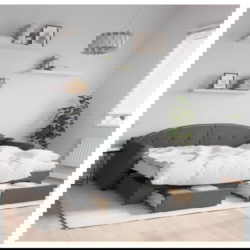 vidaXL Dnevni krevet na razvlačenje tamnosivi 90 x 190 cm od tkanine Cijene