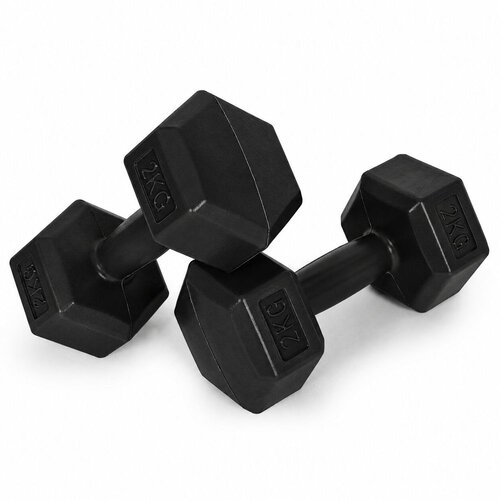MOVEPRO set heksagonalnih bučica 2 &amp;times; 2 kg &amp;ndash; utezi za vježbanje i fitness, crni Slike